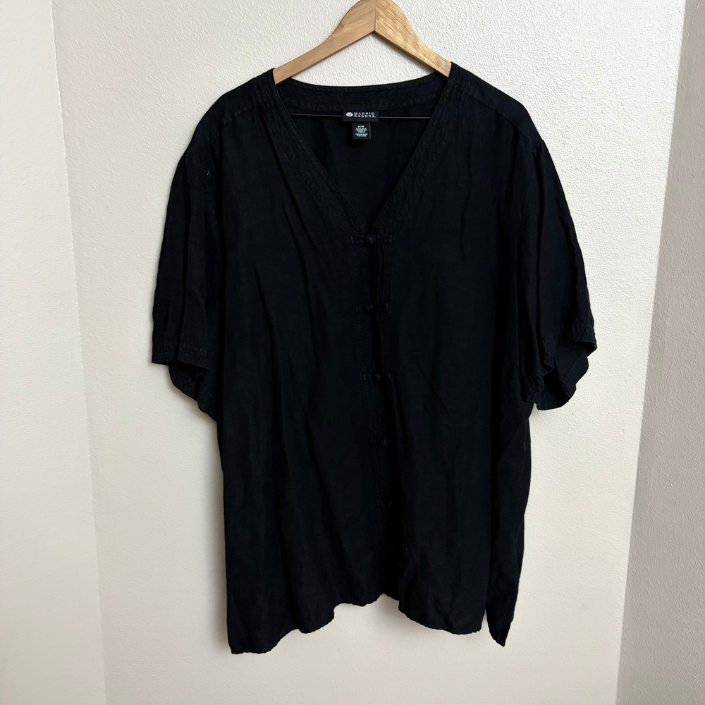 Maggie Barnes Top 34W Linen Blend Black Whimsigoth Witchy Lagenlook